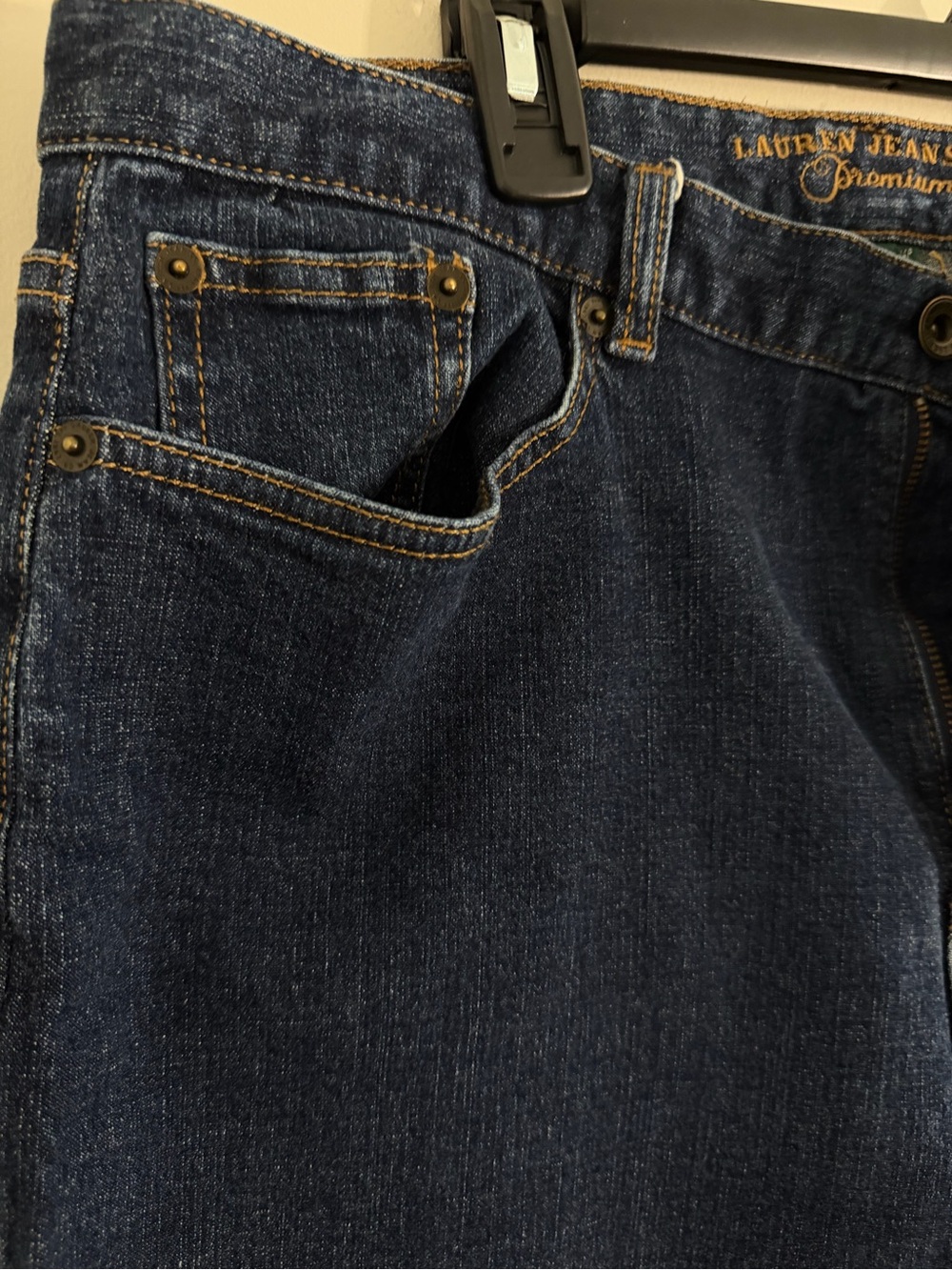 Lauren Jeans Co Womens Petite 14P Dark Wash Denim Jeans Classic Timeless Preppy - Picture 8 of 11